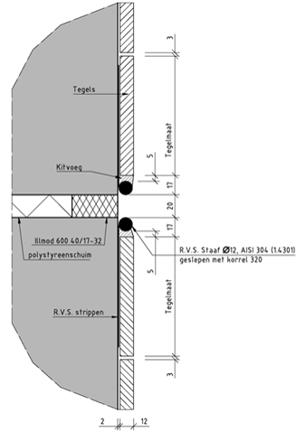 264.2 – Detailontwerp tegelwerk – toepassing RVS staaf